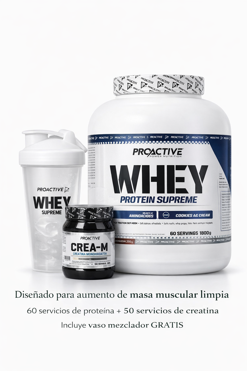 COMBO PROTEÍNA WHEY 4 LB + CREATINA MONOHIDRATADA 50 SERVICIOS CON SABOR | MASA MUSCULAR LIMPIA + VASO MEZCLADOR GRATIS