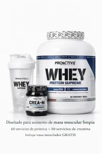 COMBO PROTEÍNA WHEY 4 LB + CREATINA MONOHIDRATADA 50 SERVICIOS CON SABOR | MASA MUSCULAR LIMPIA + VASO MEZCLADOR GRATIS 1