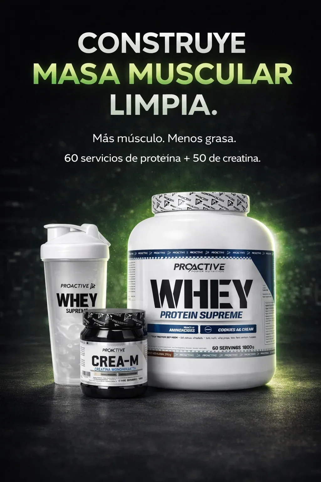 COMBO PROTEÍNA WHEY 4 LB + CREATINA MONOHIDRATADA 50 SERVICIOS CON SABOR | MASA MUSCULAR LIMPIA + VASO MEZCLADOR GRATIS - Imagen 3