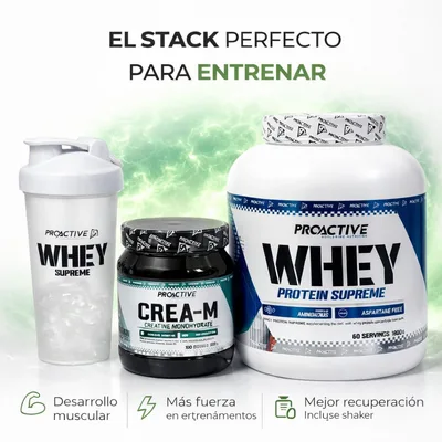OFERTA PROACTIVE CREATINA MONOHIDRATADA 100 SERV + PROTEÍNA 100 % WHEY 4 LIBRAS 60 SERVICIOS 