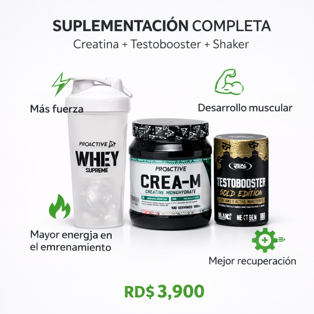 COMBO CREATINA MONOHIDRATADA 100 SERVICIOS + 180 PASTILLA DE TESTOBOOSTER