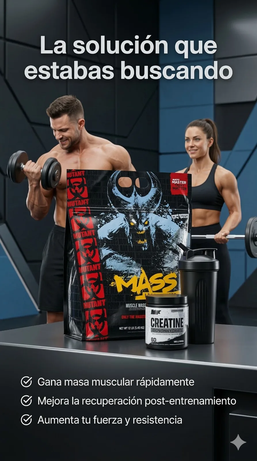 COMBO MUNTAT MASS 2500 12 LIBRAS + CREATINA NUTREX 60 SERV - Imagen 2