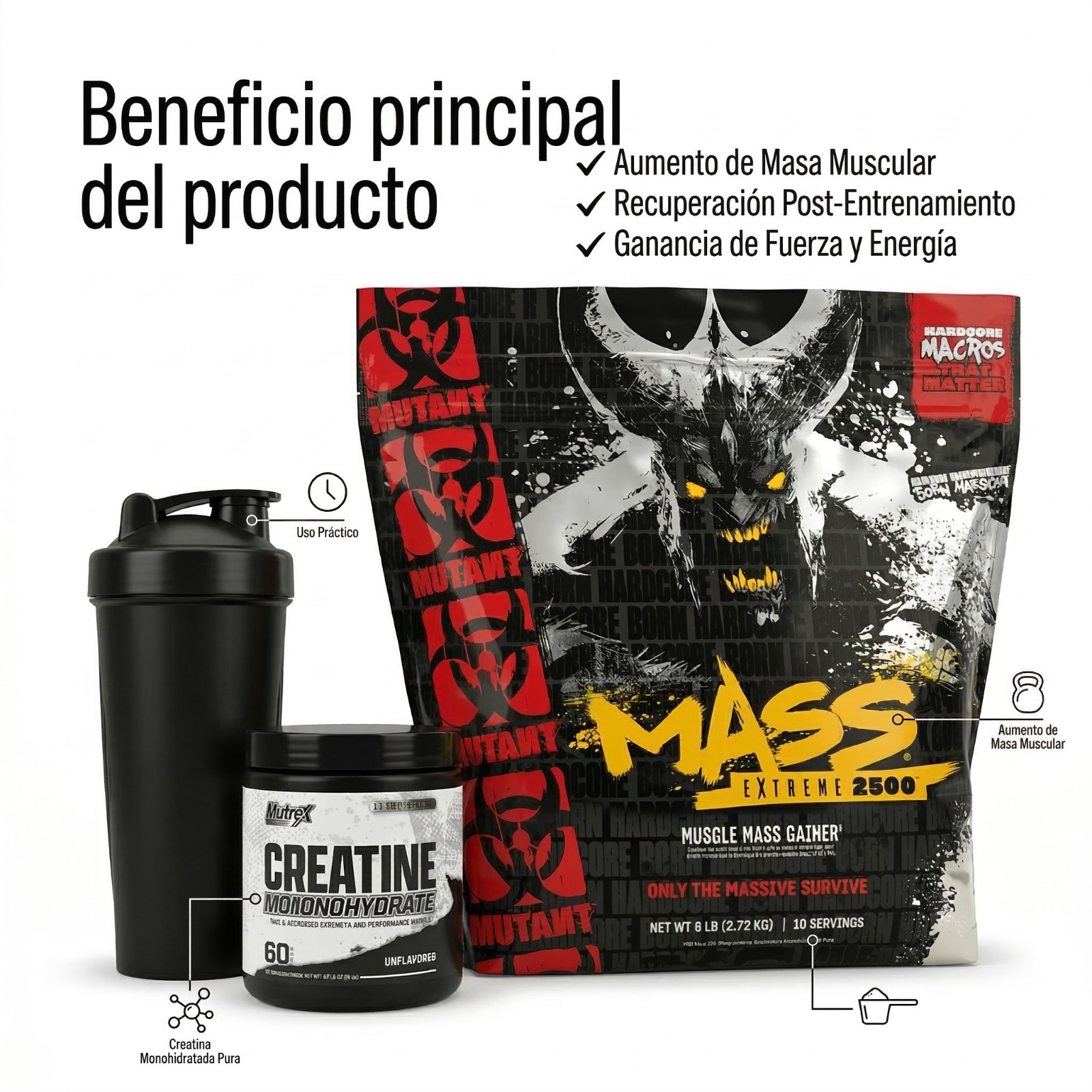 OFERTA MUTANT 2500 6 LIBRAS + CREATINA NUTREX 60 SERVICIOS 