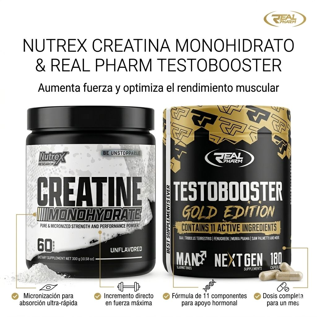 OFERTA CREATINA NUTREX 60 SERV + TESTBOOSTER GOLD 180 CAPS