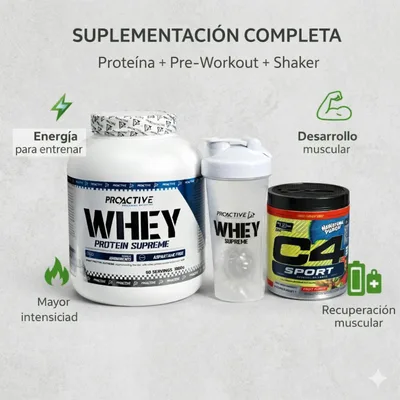 Proteína 100 % whey 4 libras 60 servicios + pre-workout C4 