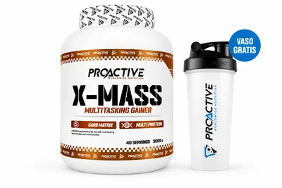 Proactive X-Mass Mass Gainer 6.6 Libras + Vaso Gratis | Ganador de Peso y Masa Muscular